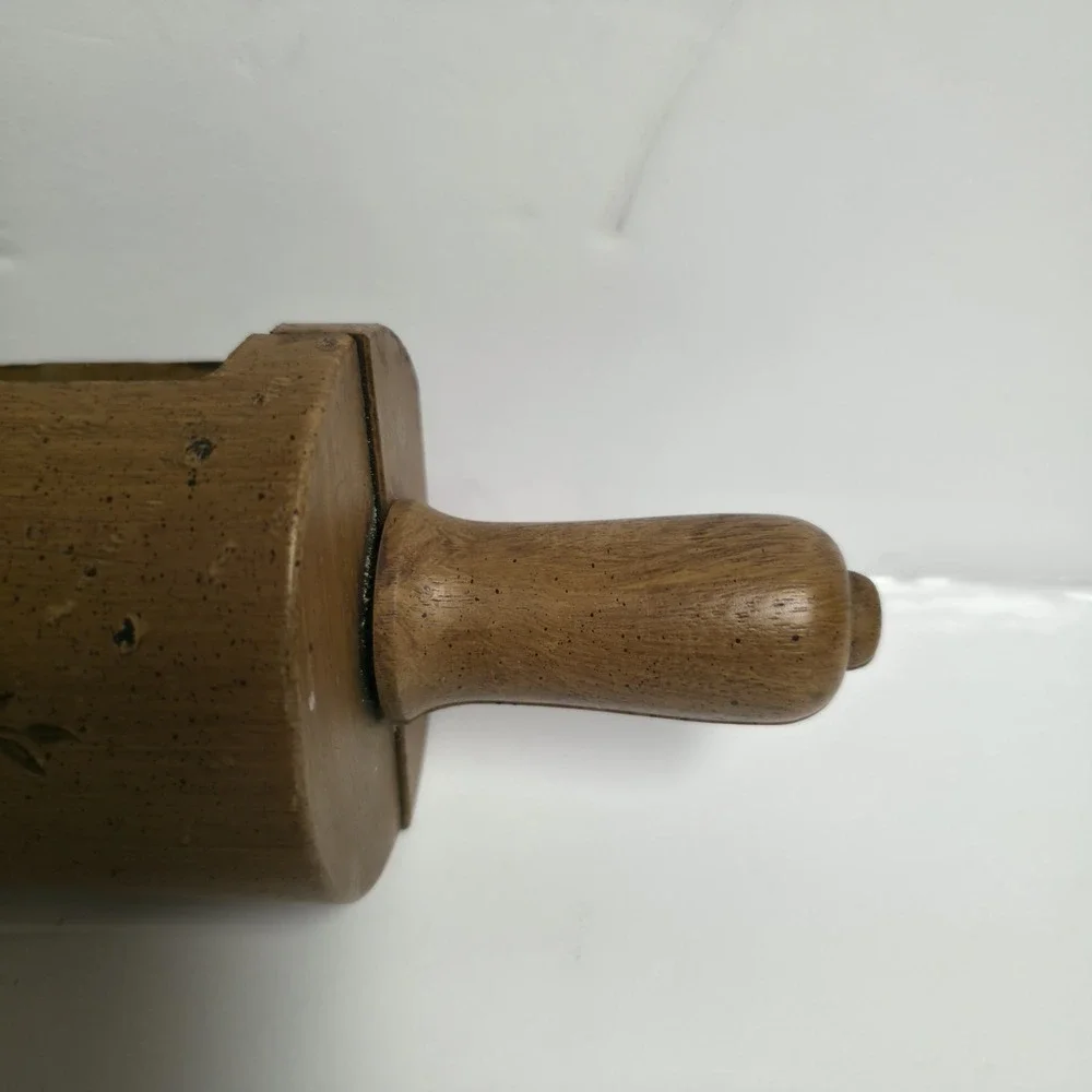 Vintage 1985 HOMCO Rolling Pin Wall Pocket Planter Kitchen Decor Faux Wood